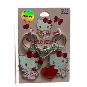 Hello Kitty Set Of 2 Heart Key Rings Chains Heart Claire’s Exclusive NEW